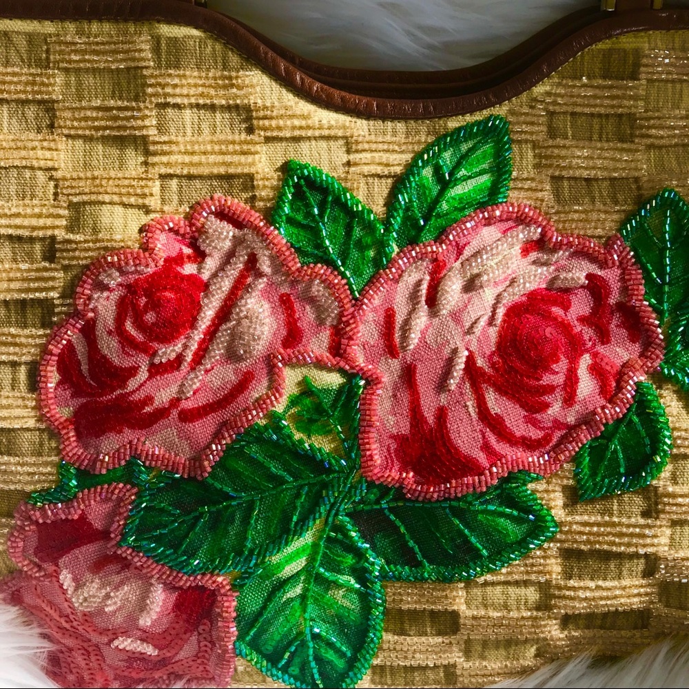 Isabella Fiore Rose Beaded Vintage Shoulder Bag - Picture 3 of 12